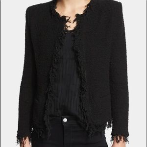 IRO Shavanni black fringed boucle blazer